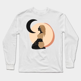 Sitting Sun Moon Goddess Long Sleeve T-Shirt